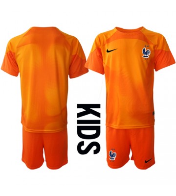 Frankrike Målvakt Hemmakläder Barn VM 2022 Kortärmad (+ Korta byxor)